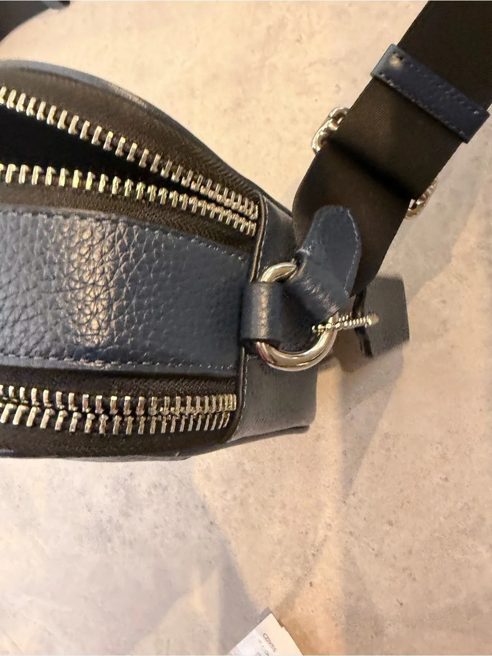 Coach Navy Leather Camera Bag with Multicolor messenger crossbody bag with cars